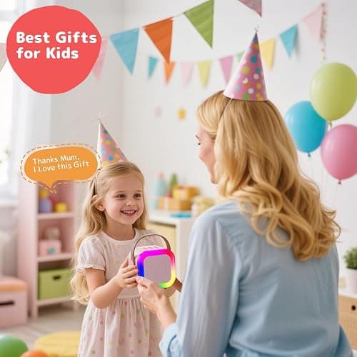 Fede Karaoke Machine for Kids Adults, Mini Karaoke Machine with 2 Wireless Microphones, Portable Bluetooth Speaker with Voice Changing Effects & LED Lights, Best Gifts Toys for Girls and Boys thumbnail 5