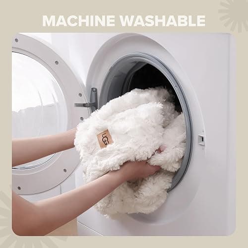 UGG Adalee Faux Fur Throw Blanket Luxury Lightweight Cozy Soft Throw for Couch Bed or Chair Hypoallergenic Machine Washable Double-Sided Fluffy Blanket Home Decor, 50-inch x 70-inch, Natural White thumbnail 7