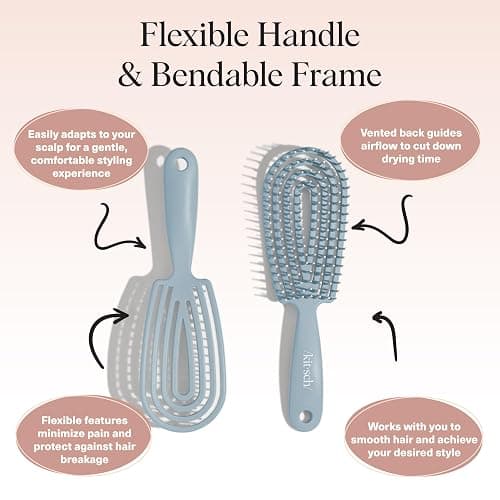 Kitsch Detangler Brush – Flexible Curly Hair Brush for Women, Men & Kids | Detangling Hairbrush with Bendable Frame and Ultra-Smooth Bristles for Wet or Dry Strands - Haze Blue thumbnail 4