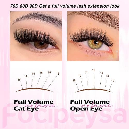 Volume Lash Extension Mink Thick Cluster Eyelash Extensions 10-18mm Lash Clusters Individual Lash Extensions DIY Clusters Lashes Extension at Home by Focipeysa (300pcs-70P+80P+90P 10-18mm) thumbnail 6
