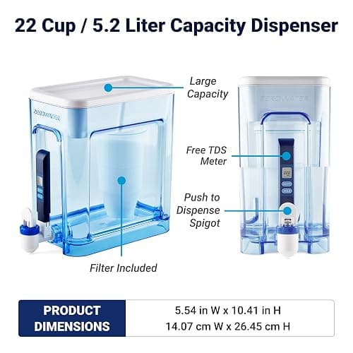 ZeroWater 22-Cup 5-Stage Water Filter Dispenser with Instant Read Out - 0 TDS for Improved Tap Water Taste - IAPMO Certified to Reduce Lead, Chromium, and PFOA/PFOS thumbnail 3