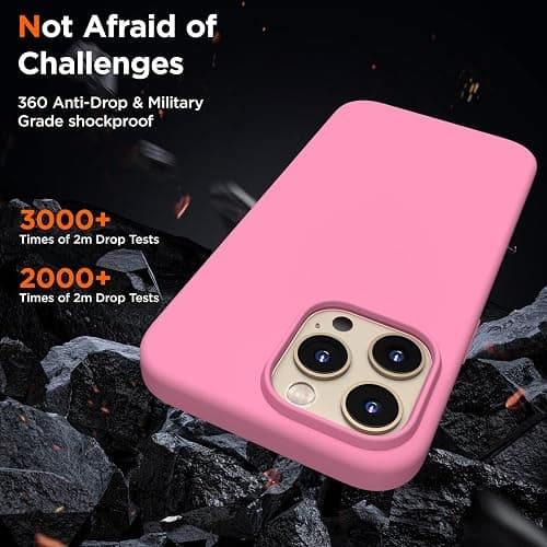 COFFKER Designed for iPhone 14 Pro Max Case, Liquid Silicone Case [2X Screen Protectors], Shockproof Slim Thin Protective Phone Case with Soft Anti-Scratch Microfiber Lining, 6.7 inch, Tender Pink thumbnail 6
