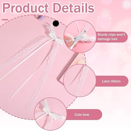 2Pcs White Lace Hair Bows with Long Tail, Coquette Lace Bow Hair Clips for Women, Elegant Ribbon Bow Barrettes Alligator Clip, Wedding Bridal Hairs Accessories for Girls Teens Daily Wear Party Decor thumbnail 3