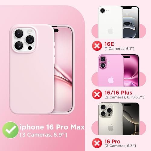 GolbinBox Magnetic for iPhone 16 Pro Max Case, Compatible with MagSafe, Screen Protector + Camera Lens Protector, Liquid Silicone Shockproof Protective Phone Case for iPhone 16 Pro Max, Chalk Pink thumbnail 2
