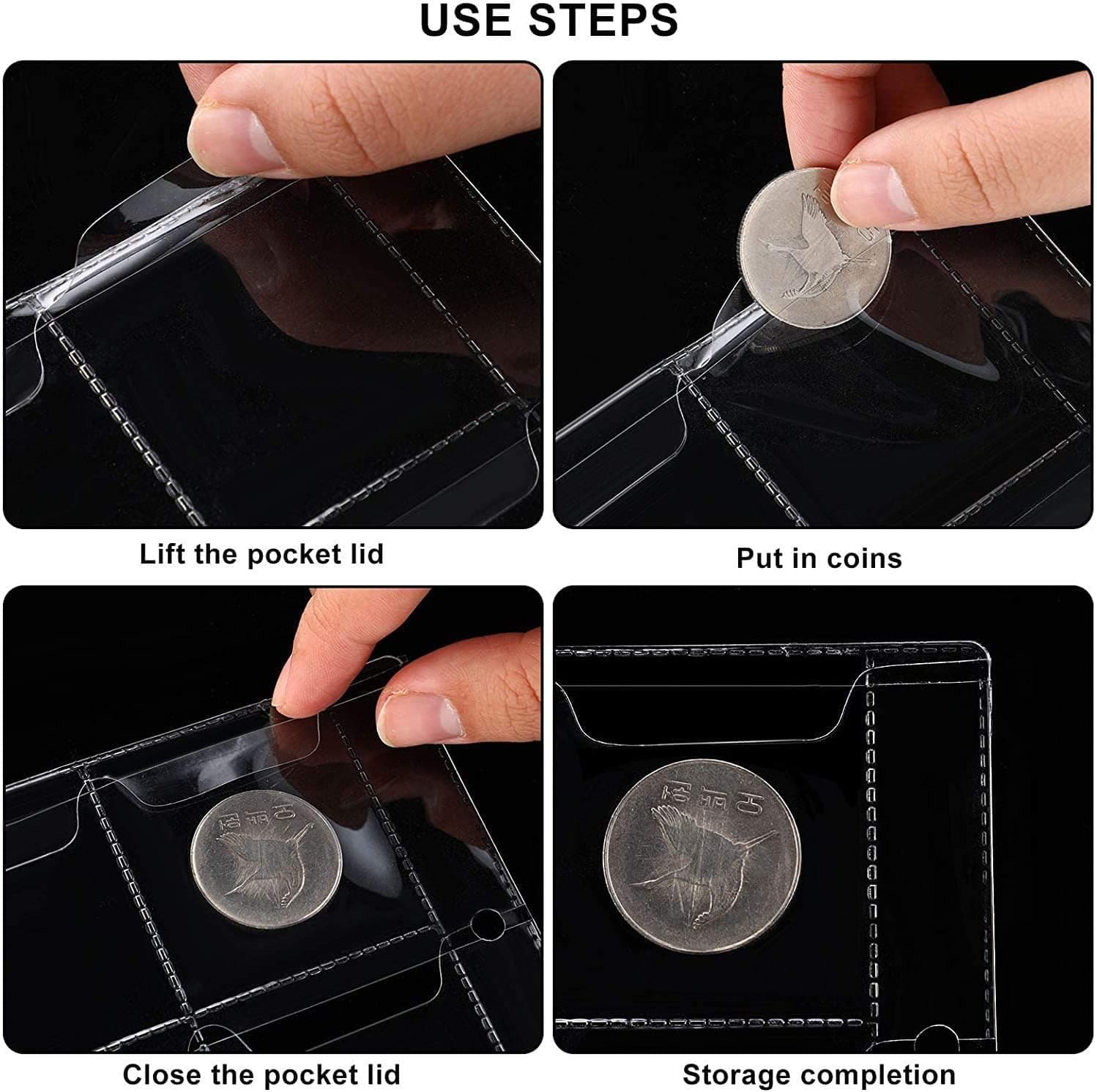 lehom Plastic Coin Pocket Pages 42 Grids Coin Collection Supplies 10 Sheets Coin Holder for Stamp Coin Medals Badge thumbnail 3
