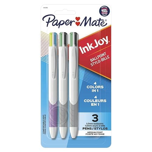 Paper Mate InkJoy Quatro Retractable Ballpoint Pens, 4 Colors in 1 Pen, Medium Point (1.0mm), 3 Count - Convenient, Note-Taking, Comfortable Grip, Ultra Smooth Ink - Image 1