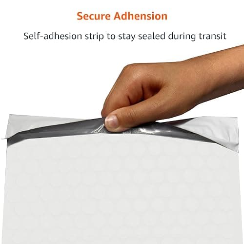 Amazon Basics Poly Bubble Self-Seal Mailers, Tear and Water Resistant Shipping Bags, 6" x 10", White/Grey, 50-Pack thumbnail 5