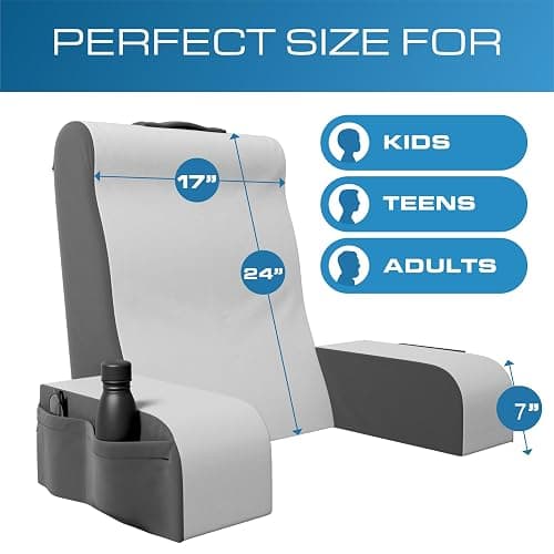 Kölbs Reading Pillow, Full Support Comfort Solid Foam, Back Cushion for Bed Sitting Up TV Book Gaming - Back Support Backrest Use on Mattress or Sofa (Grey/White, Tall) thumbnail 5