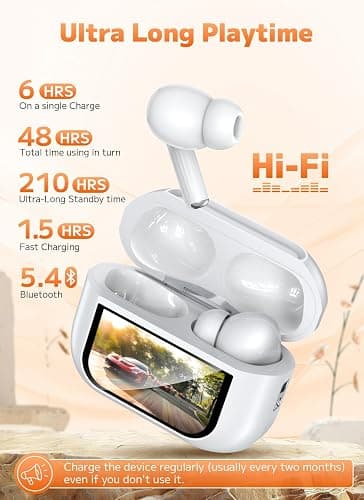 Szwdo Wireless Earbuds, Bluetooth 5.4 Ear Buds with Multifunctional Touch Screen, ANC/ENC Noise Cancelling Headphones with 48H Playtime, Bass Stereo Sound, for Laptop, Android/iOS, Pad thumbnail 5