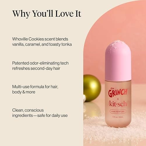 Kitsch Hair Perfume for Women - Clean, Deodorizing & Patented Odor-Eliminating Technology Hair Spray & Body Mist - Freshen Hair, Body & Pillows - Warm Cookie-Scented Hug - 50mL thumbnail 3