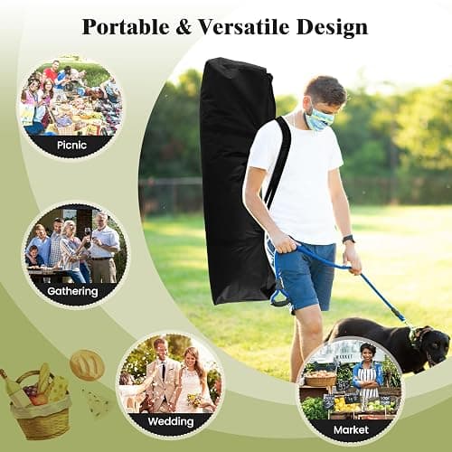 Tangkula 10x20 Ft Pop Up Canopy, Instant Setup Outdoor Tent with 6 Sand Bags, 12 Stakes & 6 Ropes, UPF 50+ Portable Canopy Tent with Carrying Bag for Camp, Beach, Patio (Black) thumbnail 9