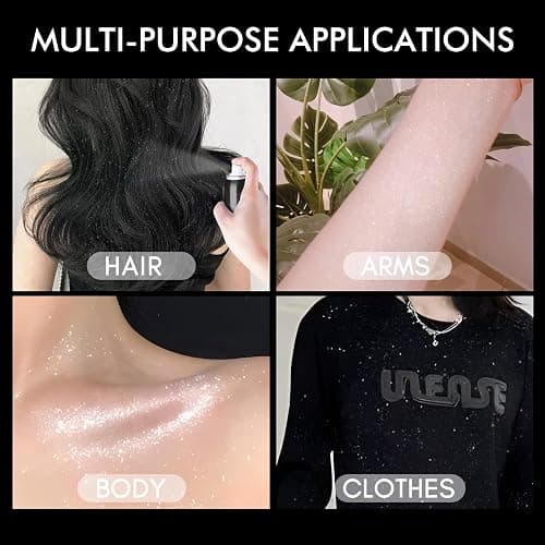 Ragkun Body Glitter, Body Glitter Spray, Glitter Spray for Hair and Body, Long-Lasting and Quick-Drying Silver Glitter Hairspray Suitable for Stage, Festival Rave and Makeup Prom (2.11 Fl Oz) thumbnail 4