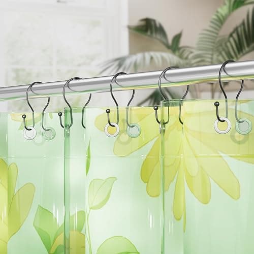 AmazerBath Shower Curtain Hooks Black Shower Curtain Rings, Simple Double Hook Shower Curtain Hooks Rust Proof, Smooth Sturdy Metal Shower Hooks for Shower Curtain Rod, 12 Pcs Shower Rod Hooks thumbnail 2