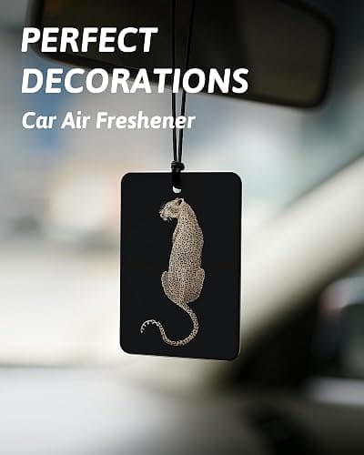 FISWAFY Black Leopard Print Car Air Freshener 4 Pcs, Trendy Cheetah Lucky 8 Ball Ace Card Lips Hanging Air Freshener for Cars Closet Drawer Books, Leopard Car Accessories Mirror Decor for Women thumbnail 3