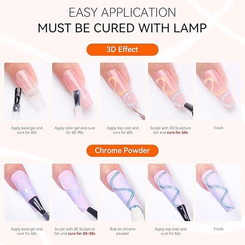 Makartt 3D Gel Nail Art, Sculpting Gel Glue for Drawing, Molding, Sculpture, Gems and Decoration, No Wipe Clear Gel Polish for DIY Nail Designs, 15g thumbnail 7