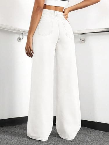 Mars power Straight Leg Jeans for Women,High Waisted Wide Leg Loose Stretchy Boyfriend Denim Pants Baggy Jeans for Women thumbnail 2