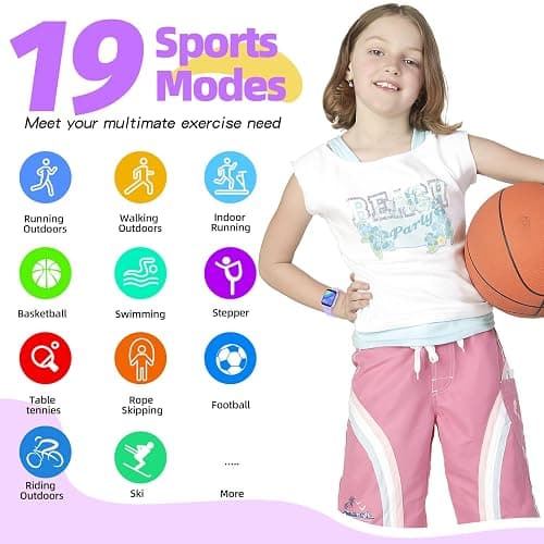 YOUSOKU Kids Smart Watch Girls Boys, Fitness Tracker for Kids, 1.5 Inch DIY Dial, 19 Sport Mode, Sleep Monitor, Pedometers, Heart Rate, IP68 Waterproof, Great Gift for Boys Girls Teens 6-14 thumbnail 3