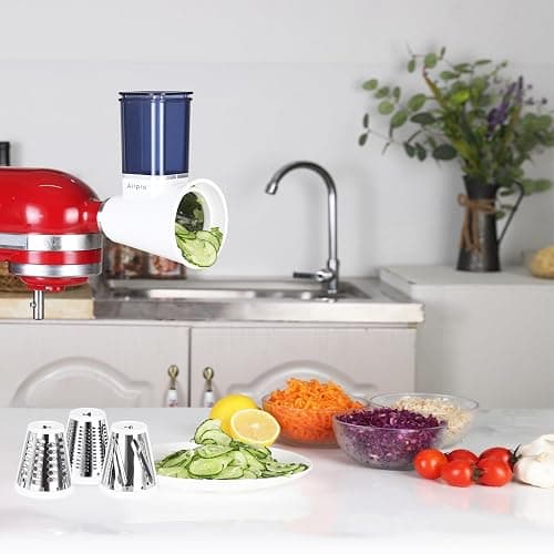 Slicer Shredder Attachment for Kitchenaid Stand Mixer, Salad Machine with Vegetable Slicer, Salad Maker, Food Slicers Cheese Grater Attachments for Kitchenaid Mixer Dishwasher Safe By Airpro,Blue thumbnail 8
