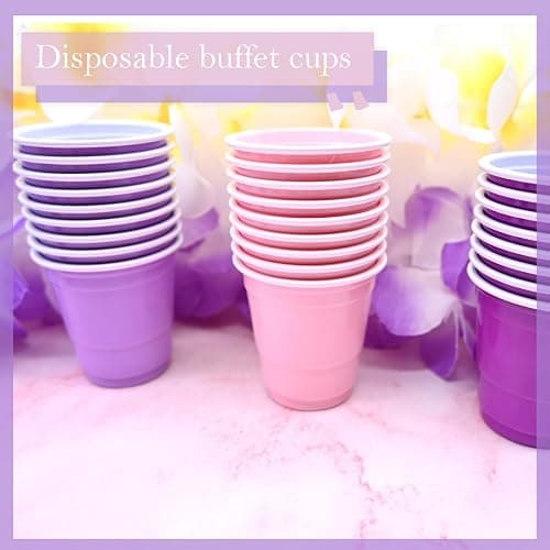 Yaure Joy 30 Pcs Disposable 2oz Shot Glasses Plastic Cups for Wedding, Graduation Party, Beer Sample Taste Serving, Birthday (Light Purple) thumbnail 4