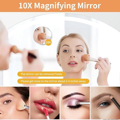LSLIFE Vanity Mirror with LED Lights, 3 Color Dimmable Makeup Mirror for Dressing Table Large Curved Vanity Mirror with Lights Touch Control Table Makeup Mirror for Bedroom (60W x 51.5H cm) thumbnail 9