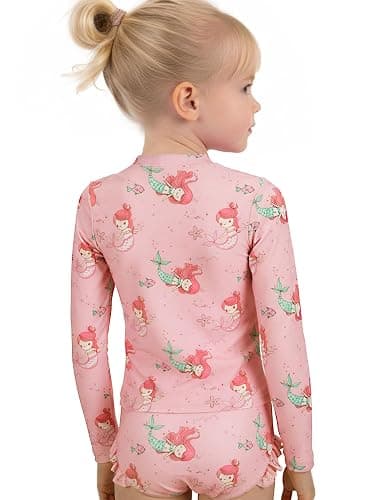 BliBliTaTa Girls Two Piece Long Sleeve Swimsuit Rash Guard Set, Kids Bathing Suit for Toddler, Size 3 Month to 8 9 10 12 14 thumbnail 2