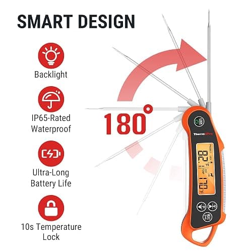 ThermoPro TP710 Instant Read Meat Thermometer Digital for Cooking, 2-in-1 Waterproof Kitchen Food Thermometer with Dual Probes and Dual Temperature Display for Oven, Grilling, Smoker & BBQ thumbnail 5