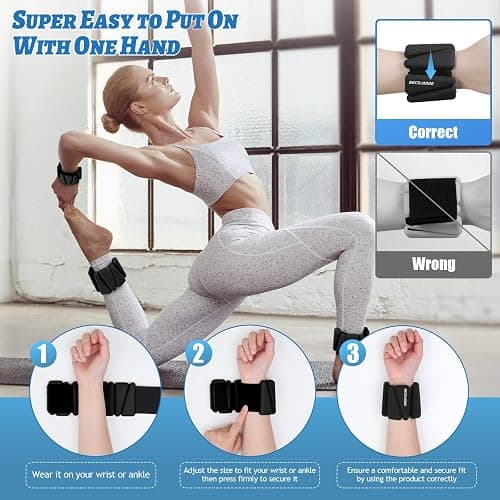 BECOJADDE Ankle Weights Set of 2 (1 lb/2 lb/3 lb Each) Adjustable Wrist Weights for Women Men Wearable Arm Leg Weight for Pilates, Running, Walking, Workout, Yoga thumbnail 8