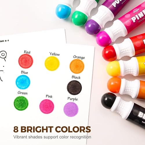 Jar Melo Washable Dot Markers for Toddlers, 8 Colors Dot Paints with 120 PDF & 10 Physical Activity Papers, Non-Toxic Bingo Daubers for Toddlers 2-4, Kids Arts and Crafts Supplies thumbnail 5