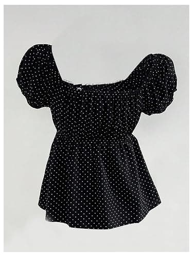 Verdusa Women's Peplum Tops Polka Dots Cute Summer Going Out Babydoll Tops thumbnail 5