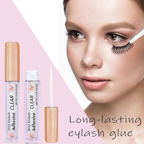 False Eyelash Glue Super Strong Hold Clear Eyelash Adhesive Waterproof Lash Glue Latex-Free Suitable for Sensitive Eyes (2 Pack Clear) thumbnail 7