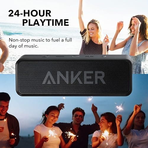 Anker Soundcore Upgraded Bluetooth Speaker with IPX5 Waterproof, Stereo Sound, 24H Playtime, Portable Wireless Speaker for iPhone, Samsung and More (Black) thumbnail 3