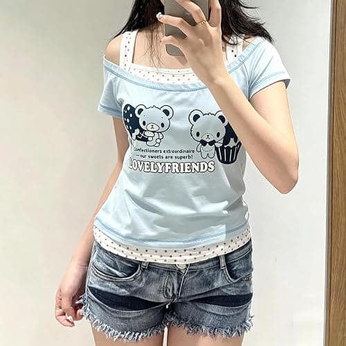 Cutecore Harajuku Y2k Baby Tee Cute Kawaii Emo Grunge Shirt Women Vintage Graphic Tees Short Sleeve Alt Tops 2000s thumbnail 2