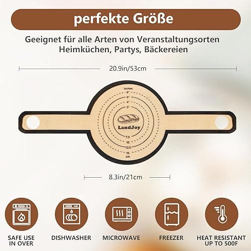 Silikon Backmatte für Dutch Oven,backmatte brot,Antihaft 2 PCS, leicht zu reinigen, wiederverwendbare Silikon Backmatte mit langen Griffen,Teigmatte mit Teigschneider thumbnail 5