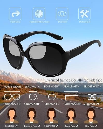 Joopin Oversized Sunglasses Womens Trendy Polarized Large Driving Sun Glasses Ladies UV Protective Big Sunnies Shades thumbnail 3