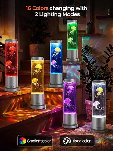 Bodami Jellyfish Lamp,16 Color Mood Night Light, Whisper-Quiet Sensory Aquarium Light, Dual Power Mode Decorative Night Lamp with Remote Control & Timer Suitable for Home Office Decoration and Gifts thumbnail 2