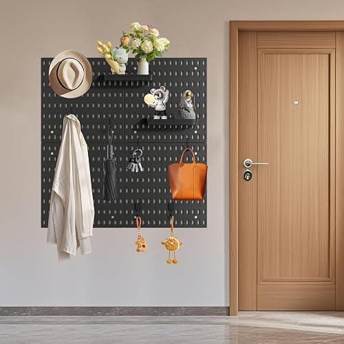 HENSHOW Wall Mount Pegboard Kit - 4 Panels & Accessories, Heavy Duty Modular Organizer for Home, Office, Craft Room & Kids Storage, Space-Saving 11.8"×11.8" DIY Tool Board‌ thumbnail 2