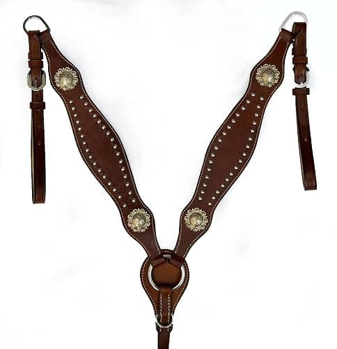 Hulara Top Grain Buff Leather Western Bridle and Breast Collar Set Tooled Headstall and Horse Breastcollar Western Tack Set Horse Breast Collar Western Bridle Sets Horse Headstall and Breast Collar thumbnail 3