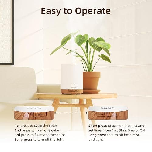 ASAKUKI 300ML Aroma Diffuser mit 6 * 10ML Ätherische Öle Set, Ätherische Öl Diffusor,Ultraschall-Luftbefeuchter für Home Office, 15 Farbe LED mit 4 Timer Einstellung thumbnail 6