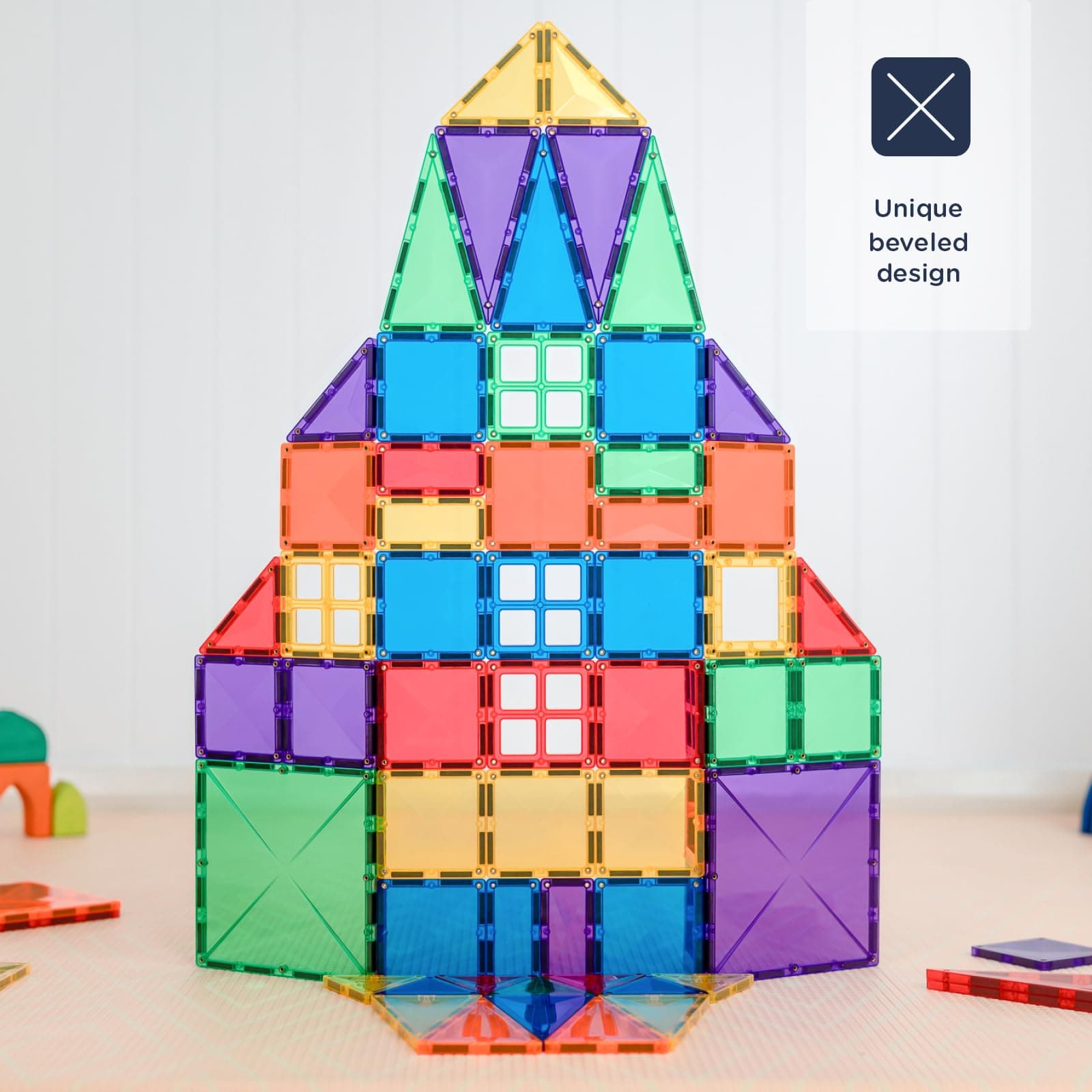 CONNETIX Magnetic Tiles Rainbow Creative Pack, 102 Pieces thumbnail 4