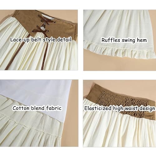CR ROLECOS Womens Renaissance Skirt Victorian Lace-up High Waist Peasant Long Skirt thumbnail 4