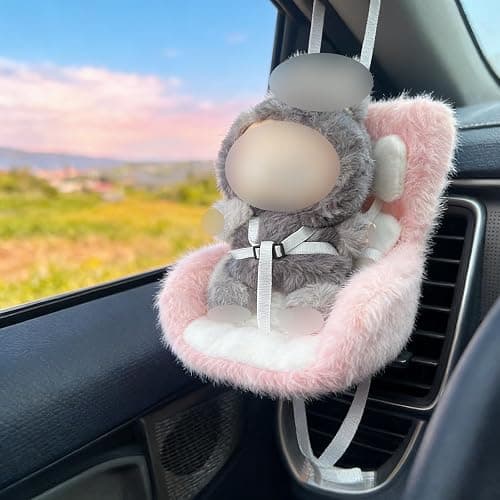 SwiftServ Doll Car Seat for 3–8 inch Figures, Compatible with Labubu and Other Plushes, Blind Box Dolls & Vinyl Collectibles, Includes Air Vent Clip & Desktop Stand, Cute Car Ornament for Collectors thumbnail 3