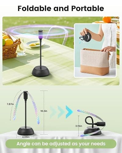 Edvision 4Pack Food Fan for Table, AA Battery Powered, Portable Fan with Flexible Gooseneck and Soft Blades, Soundless Table Fan for BBQ, Picnic, Party, Patio (Non-rechargeable,Black) thumbnail 2
