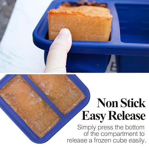 Kinggrand Kitchen 2 Cup Silicone Freezer Molds 2 Pack Silicone Freezer Tray with Lid Make 4 Perfect 2-Cup Portions - Easy Release Molds for Food Storage & Freeze Soup, Broth, Stew or Sauce thumbnail 5