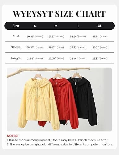 Wyeysyt Women Windbreaker Jacket Lightweight Gathered Hooded Jacket | Windbreaker, Drawstring Hem, Varsity Jacket with Pockets, Cropped Coat thumbnail 8