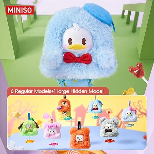 MINISO Disney Mickey Mouse Family Candy Series Keychain Blind Box Plush- Bag Charm Collectible, Holiday Birthday Surprise Gift for Friends and Family, Single Box thumbnail 2