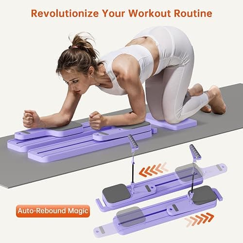 Pilates Board with Resistance Bands, 7-in-1 Foldable Pilates Reformer Set, Pilates Reformer Machine for Home Workout, Core Strengthener, Ab Workout, Glute & Leg Toning thumbnail 7