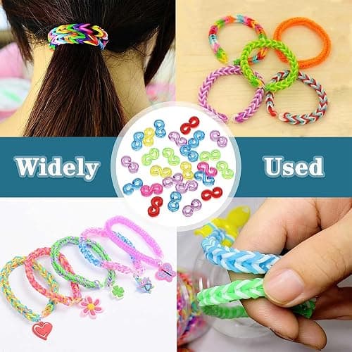 S Clips Rubber Band Clips 1000 Pieces Loom Rubber Band Clips Plastic Band Clips Connectors Refills Bracelet Kit Clip for Loom Bracelets DIY Making Refill Kit thumbnail 5