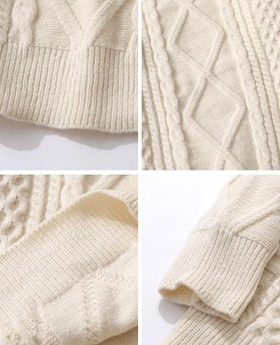 Aelfric Eden Oversized Knit Sweater Solid Vintage Pullover Sweater Unisex Woven Crewneck Knitted Tops - Khaki - X-Large thumbnail 5