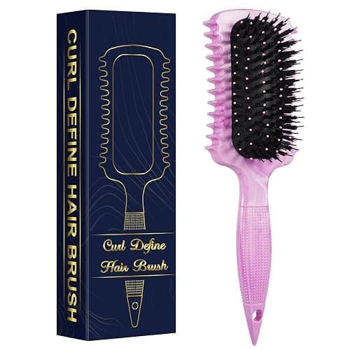 Curl Defining Brush, Curly Hair Brush Products for Effortlessly Detangling Shaping and Styling Women's Men's Curls on All Wet or Dry Hair Types, Reduces Frizz (Marble Purple) - Image 1