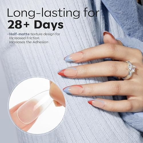 Modelones Nageltips 510 Stück- Full Cover Nail Tips Set,Gel Tips Set, Pre-Buff PMMA Harz Nagelspitzen, Künstliche Nägel Zum Aufkleben Nail Art DIY, Medium Almond thumbnail 5